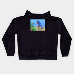 Bluebird on fence Kids Hoodie